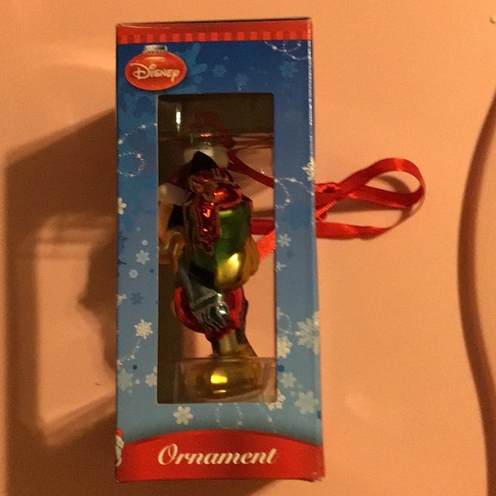 Disney Blown Glass Mickey Mouse Ornament Holding a Present Holiday Christmas - Picture 2 of 5